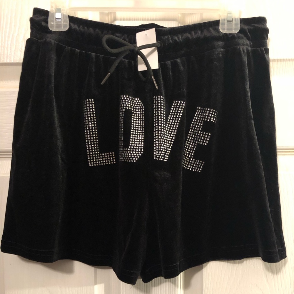 Black , Velour Shorts